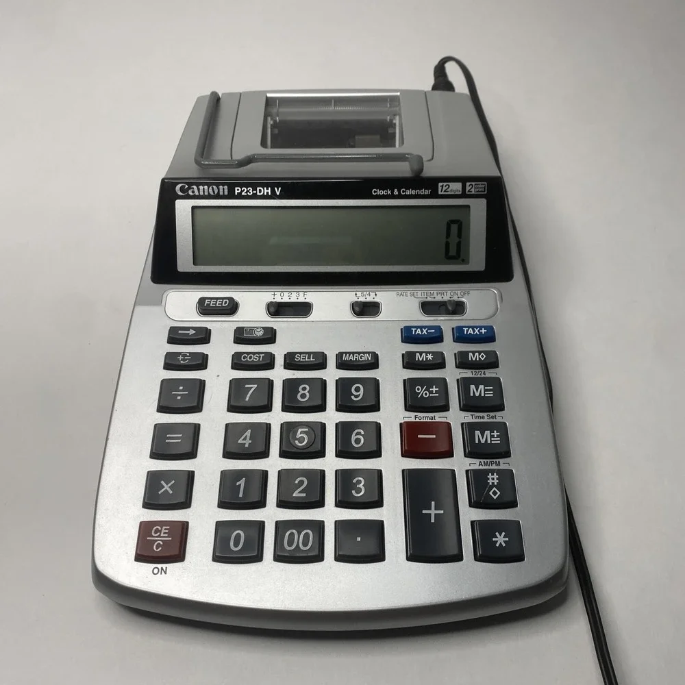 Canon Desktop Printing Calculator P23-DH V Clock&Calendar 12 Digits MINT/TESTED!